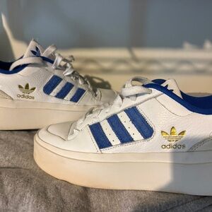 Adidas White and Blue Athletic Shoes